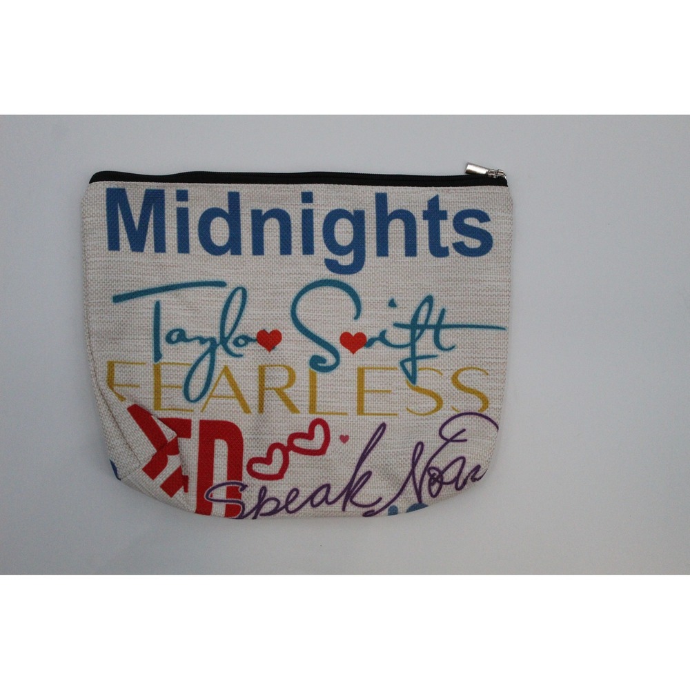 Taylor Swift Eras Tour Makeup Bag Linen Pencil Case Midnights Folklore Lover Red